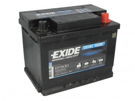 Baterie EXIDE 12V 60Ah/680A DUAL AGM (R+ Borna standard) 242x175x190 B13 - flansa montare 10.5 mm aplicatie duala [1]
