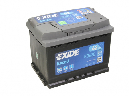 Baterie EXIDE 12V 62Ah/540A EXCELL (R+ Borna standard) 242x175x190 B13 - flansa montare 10.5 mm  [1]