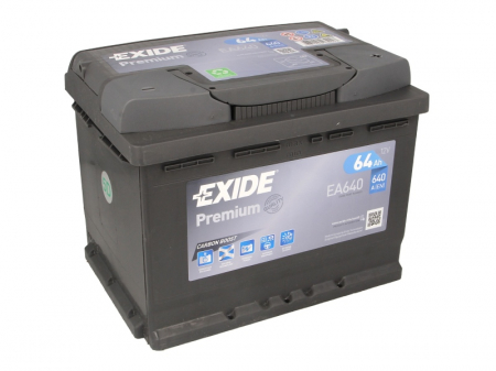 Baterie EXIDE 12V 64Ah/640A PREMIUM (R+ Borna standard) 242x175x190 B13 - flansa montare 10.5 mm  [1]