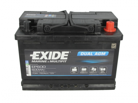 Baterie EXIDE 12V 70Ah/760A DUAL AGM (R+ Borna standard) 278x175x190 B13 - flansa montare 10.5 mm aplicatie duala [2]