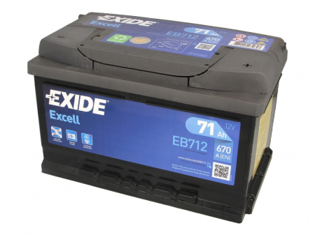 Electrice - Baterie EXIDE 12V 71Ah/670A EXCELL (R+ Borna standard) 278x175x175 B13 - flansa montare 10.5 mm 
