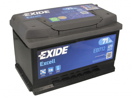 Baterie EXIDE 12V 71Ah/670A EXCELL (R+ Borna standard) 278x175x175 B13 - flansa montare 10.5 mm  [1]