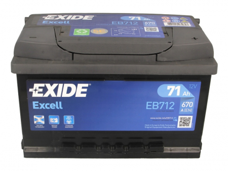 Baterie EXIDE 12V 71Ah/670A EXCELL (R+ Borna standard) 278x175x175 B13 - flansa montare 10.5 mm  [2]