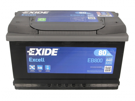 Baterie EXIDE 12V 80Ah/640A EXCELL (R+ Borna standard) 315x175x190 B13 - flansa montare 10.5 mm [2]