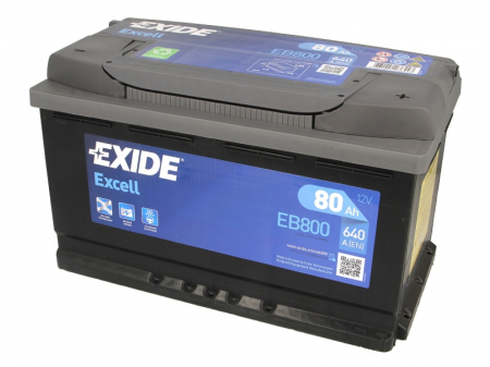 Electrice - Baterie EXIDE 12V 80Ah/640A EXCELL (R+ Borna standard) 315x175x190 B13 - flansa montare 10.5 mm