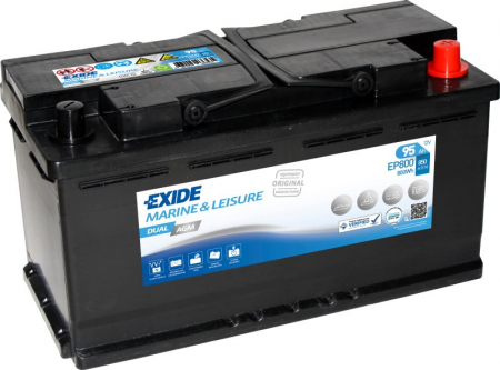 Electrice - Baterie EXIDE 12V 95Ah/850A DUAL AGM (R+ Borna standard) 353x175x190 B13 - flansa montare 10.5 mm aplicatie duala