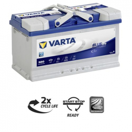 Electrice - Baterie VARTA 12V 80Ah/800A START&STOP EFB (R+ Borna standard) 315x175x190 B13 - flansa montare 10.5 mm (Pornire)