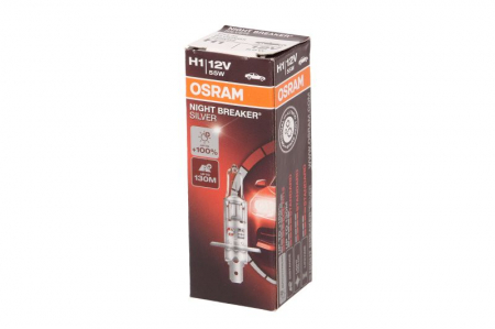 Electrice - Bec auto auto cu halogen H1 12V 55W P14,5S pana la 100% luminozitate mare; pana la 130m  Night Breaker Silver
