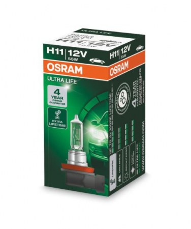 Electrice - Bec auto auto cu halogen H11 12V 55W PGJ19-2 4 ani garantie; viata de pana la 4 ori viata mai lunga Ultra Life