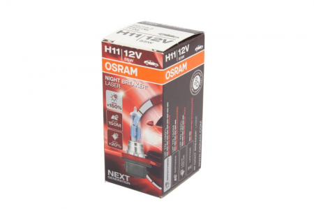 Electrice - Bec auto auto cu halogen H11 12V 55W PGJ19-2 pana la 150% luminozitate mare; pana la 150m ; pana la 20% lumina alba Night Breaker Laser, alb