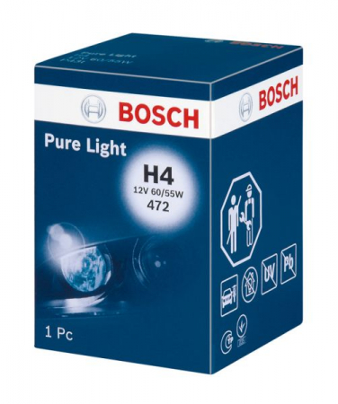 Electrice - Bec auto auto cu halogen H4 12V 60/55W P43T-38 Pure Light