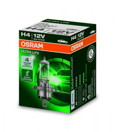 Electrice - Bec auto auto cu halogen H4 12V 60/55W P43T 4 ani garantie; viata de pana la 4 ori viata mai lunga Ultra Life