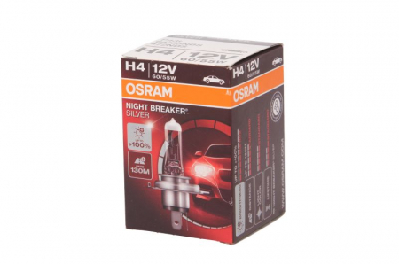 Electrice - Bec auto auto cu halogen H4 12V 60/55W P43T pana la 100% luminozitate mare; pana la 130m  Night Breaker Silver
