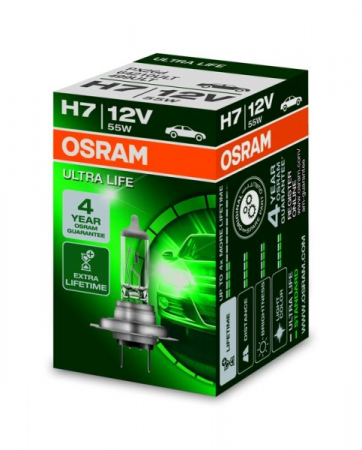 Electrice - Bec auto auto cu halogen H7 12V 55W PX26D 4 ani garantie; viata de pana la 4 ori viata mai lunga Ultra Life
