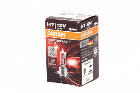 Electrice - Bec auto auto cu halogen H7 12V 55W PX26D pana la 100% luminozitate mare; pana la 130m  Night Breaker Silver