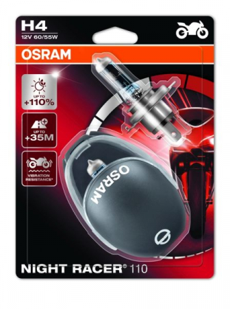 Electrice - Bec auto blister pachet 2 bucati H4 12V 60/55W P43T pana la 110% luminozitate mare; pana la 20% lumina alba; pana la 40m Night Racer 110%