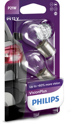 Becuri auto - Bec auto blister pachet 2 bucati P21W 12V 21W BA15S  VisionPlus