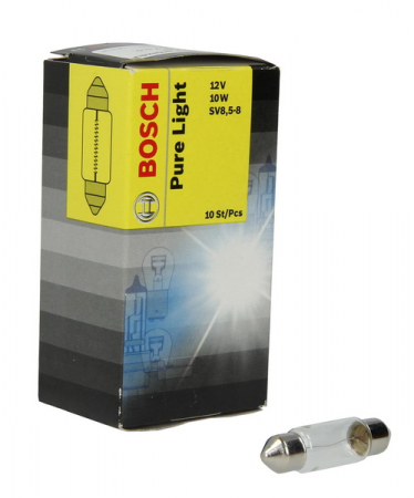Electrice - Bec auto cutie 10 bucati C10W 12V 10W SV8,5-8 tubular Pure Light