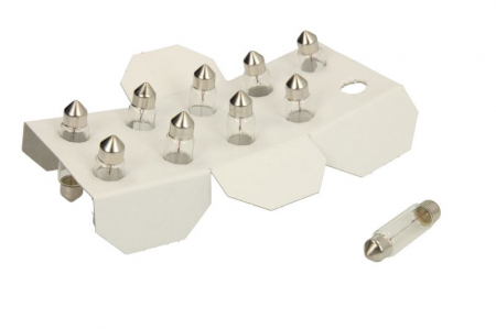 Electrice - Bec auto cutie 10 bucati C10W 24V 10W SV8,5-8 tubular Standard