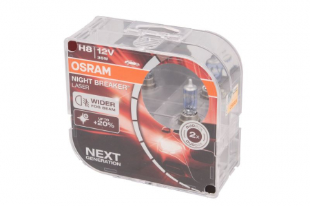 Electrice - Bec auto set 2 bucati H8 12V 35W PGJ19-1 pana la 150% luminozitate mare; pana la 150m ; pana la 20% lumina alba Night Breaker Laser, alb