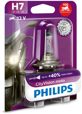 Electrice - Bec moto blister pachet 1 bucata H7 12V 55W PX26D pana la 40% luminozitate mare CityVision Moto 3200K