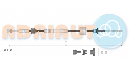 Cablu ambreiaj (1110mm/820mm) potrivit SEAT AROSA; VW LUPO I, POLO, POLO III, POLO III CLASSIC, POLO/HATCHBACK 1.0-1.9D 10.94-07.05 [1]