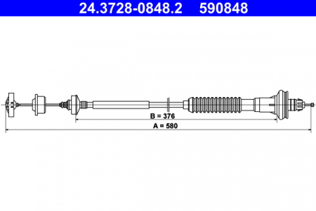 Cablu ambreiaj (580mm/347mm) potrivit PEUGEOT 206, 206+ 1.1-1.6LPG 08.98- [1]