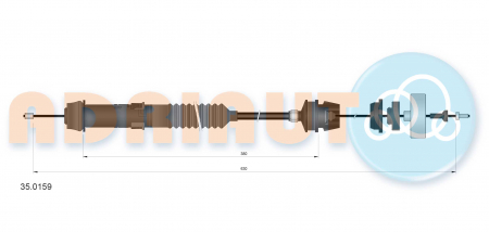 Cablu ambreiaj (630mm/380mm) potrivit PEUGEOT 306 1.8D/1.9D/2.0D 04.93-12.02 [1]