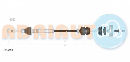 Cablu ambreiaj (655mm/350mm) potrivit CITROEN BERLINGO, BERLINGO/MINIVAN; PEUGEOT PARTNER, PARTNER/MINIVAN 1.8D/1.9D/2.0D 05.96-12.15 [1]