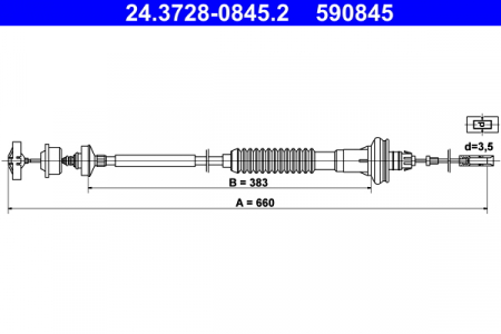 Cablu ambreiaj (660mm/350mm) potrivit PEUGEOT 206 1.1-2.0D 08.98- [1]