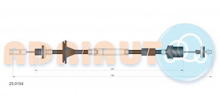 Cablu ambreiaj (740mm/570mm) potrivit ROVER 200, 200 II, 25 I, 400 II 1.1-2.0D 10.89-05.05 [1]