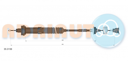 Cablu ambreiaj (820mm/655mm) potrivit PEUGEOT 206 1.4D-2.0D 09.98-09.09 [1]