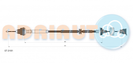 Cablu ambreiaj (870mm/665mm) potrivit CITROEN BERLINGO, BERLINGO MULTISPACE, BERLINGO/MINIVAN; PEUGEOT PARTNER, PARTNER TEPEE, PARTNER/MINIVAN 1.1/1.6/1.6D 06.96- [1]