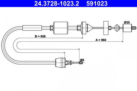 Cablu ambreiaj (960mm/658mm) potrivit NISSAN KUBISTAR; RENAULT CLIO II, CLIO II/HATCHBACK, KANGOO, KANGOO EXPRESS, THALIA I, THALIA II 1.2-1.9D 09.98- [1]
