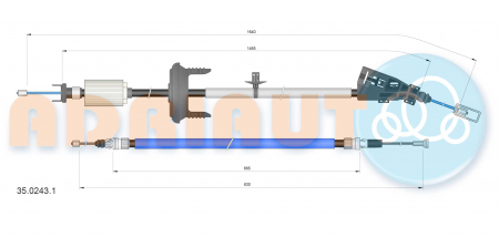 Cablu frana mana (1640mm/1465mm/830mm/665mm) potrivit PEUGEOT 3008 1.6/1.6D/2.0D 06.09-08.16 [1]