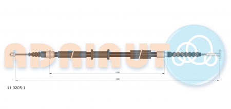 Cablu frana mana Spate Dreapta (1450mm/1100mm) potrivit FIAT BRAVO I 2.0 10.95-07.98 [1]