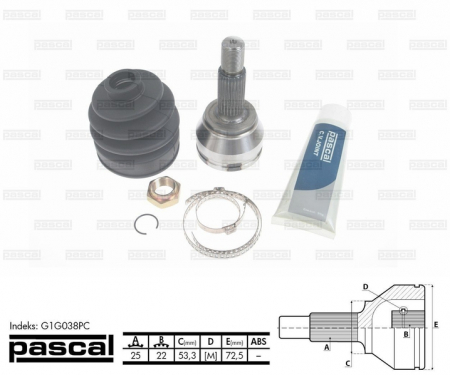Transmisie - Cap planetara spre roata (25z/22z/53,3mm) FORD FIESTA V, FUSION 1.25/1.3/1.4 intre 2001-2012
