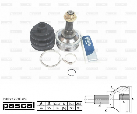 Transmisie - Cap planetara spre roata (26z/25z/56mm; ABS:90) MAZDA 626 III 2.0/2.2 intre 1987-1997