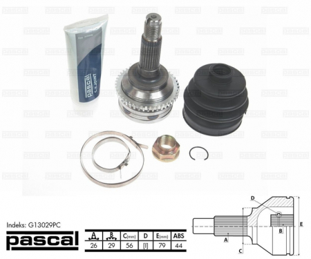 Cap planetara spre roata (26z/29z/56mm; ABS:44) MAZDA 323 F VI, 323 S VI, PREMACY 1.3-2.0D intre 1988-2005