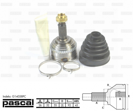 Transmisie - Cap planetara spre roata (26z/32z/55mm; ABS:43) HONDA CIVIC VI; ROVER 400, 45 2.0/2.0D intre 1995-2005