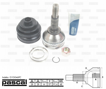 Transmisie - Cap planetara spre roata (28z/28z/57mm; ABS:48) FORD TRANSIT 2.2D intre 2006-2014