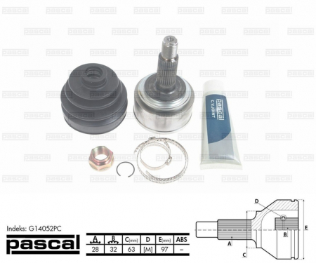 Transmisie - Cap planetara spre roata (28z/32z/63mm) HONDA ACCORD VII, CIVIC VIII 2.0 dupa 2003