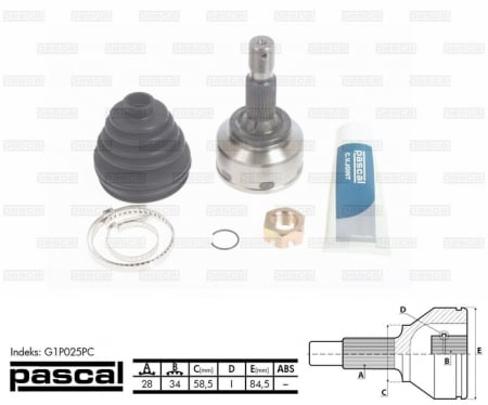 Transmisie - Cap planetara spre roata (28z/34z/58,5mm) CITROEN C5 III, C8; PEUGEOT 407, 807 1.6D-2.2D dupa 2002