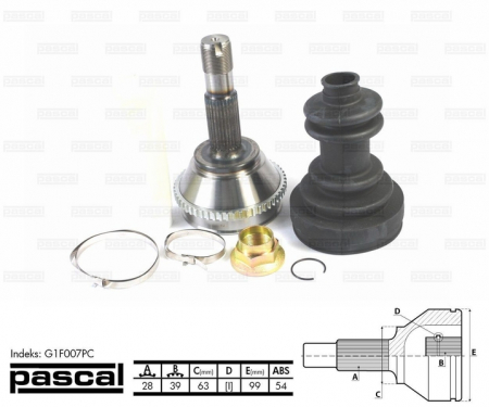 Transmisie - Cap planetara spre roata (28z/39z/63mm; ABS:54) CITROEN JUMPER; FIAT DUCATO; PEUGEOT BOXER 1.9D-2.8D dupa 1994