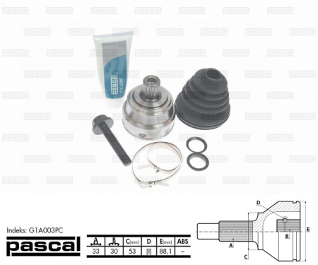 Piese Auto - Cap planetara spre roata (33z/30z/53mm) AUDI 80, 90, CABRIOLET, COUPE 1.6-2.3 intre 1986-1998
