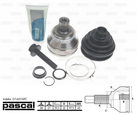 Transmisie - Cap planetara spre roata (38z/27z/59,5mm; ABS:45) AUDI 100, 80, 90, A6, CABRIOLET, COUPE 2.2-4.2 intre 1988-2000