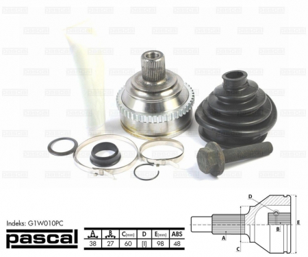 Transmisie - Cap planetara spre roata (38z/27z/60mm; ABS:48) VW TRANSPORTER IV 2.5D/2.8 intre 1995-2003