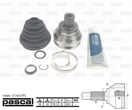 Transmisie - Cap planetara spre roata (38z/30z/59,5mm; ABS:45) AUDI 100 2.0-2.6 intre 1990-1994