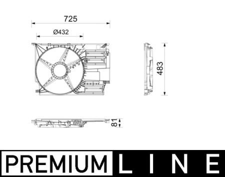 Ventilator - Carcasa ventilator radiator potrivit BMW 2 (F45), 2 GRAN TOURER (F46), 2 GRAN TOURER VAN (F46), X1 (F48), X2 (F39); MINI (F55), (F56), (F57), CLUBMAN (F54) 1.2-2.0D 09.13-