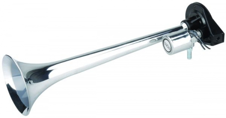 Claxon (pneumatic, 12/24V, 380mm, 118dB, metal, placat crom; singular; cu valva solenoid) Electrice - Claxon (pneumatic, 12/24V, 380mm, 118dB, metal, placat crom; singular; cu valva solenoid)